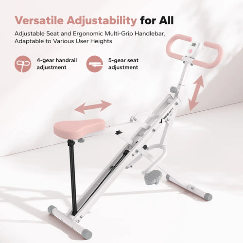 2-in-1 Squat & Rowing Workout Machine, LCD Monitor Adjustable Glutes Leg Trainer